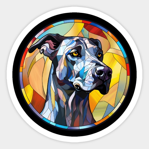 Stained Glass Great Dane Dog Sticker by Pixelchicken